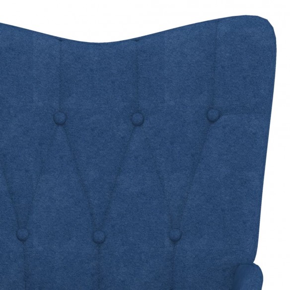 Chaise de relaxation avec tabouret Bleu Tissu