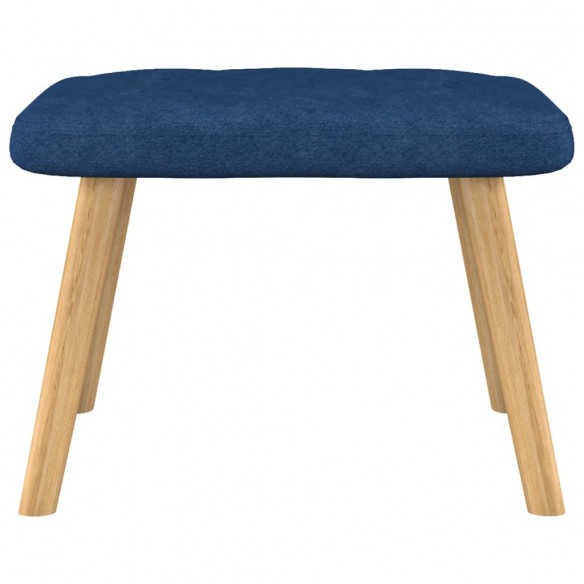 Chaise de relaxation avec tabouret Bleu Tissu