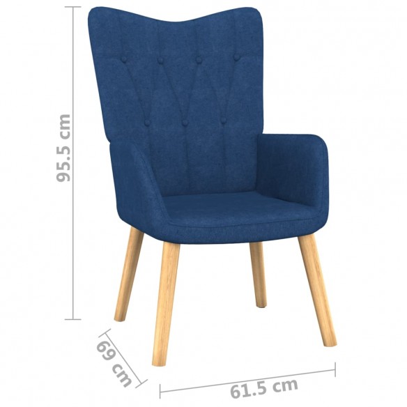 Chaise de relaxation avec tabouret Bleu Tissu