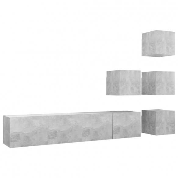 Ensemble de meuble TV 6 pcs Gris béton Aggloméré