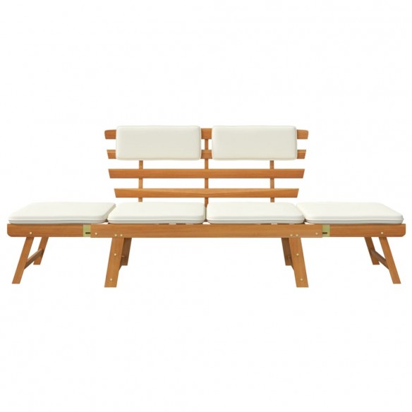 Banc de jardin avec coussins 2-en-1 190 cm Bois solide d'acacia