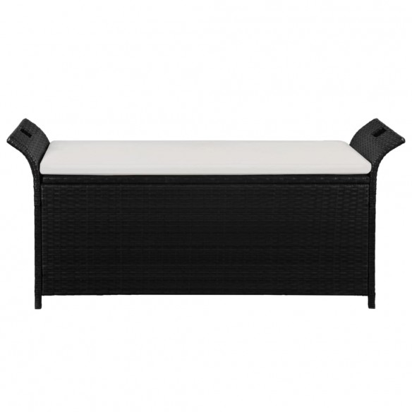 Banc de jardin avec coussin 138 cm Résine tressée Noir