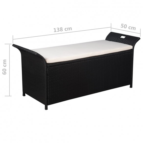 Banc de jardin avec coussin 138 cm Résine tressée Noir