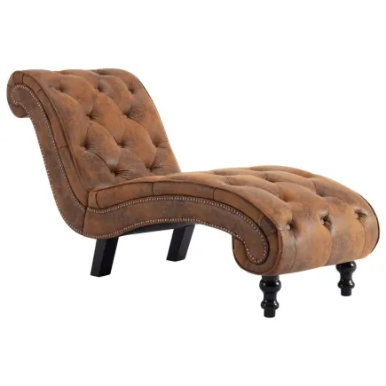 Chaise longue Marron Similicuir daim 2