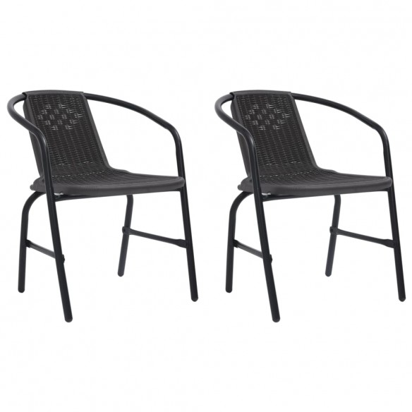 Chaises de jardin 2 pcs Plastique Rotin et acier 110 kg