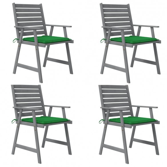 Chaises à dîner d'extérieur avec coussins 4 pcs Acacia massif