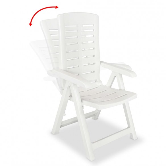 Chaises inclinables de jardin 6 pcs Plastique Blanc