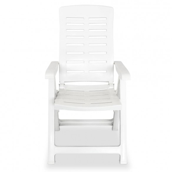 Chaises inclinables de jardin 6 pcs Plastique Blanc