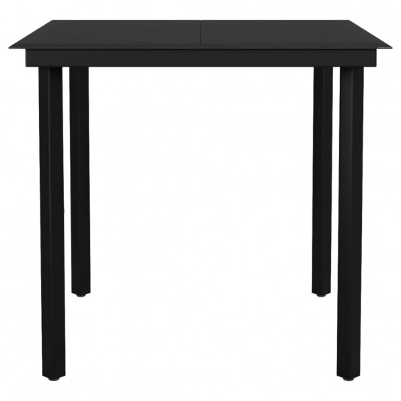 Table à dîner de jardin Noir 80x80x74 cm Acier et verre