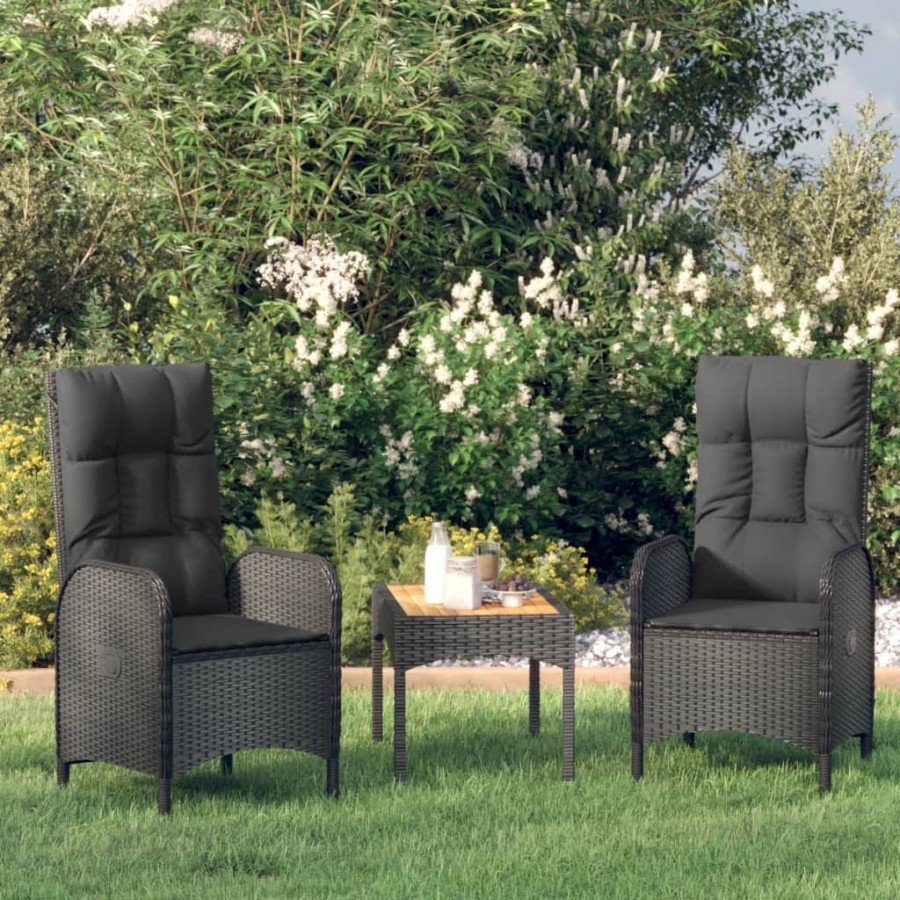 Chaises d'extérieur 2 pcs Résine tressée Noir