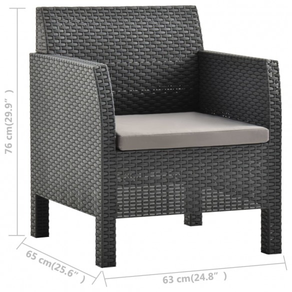 Chaise de jardin avec coussin PP Rotin Anthracite