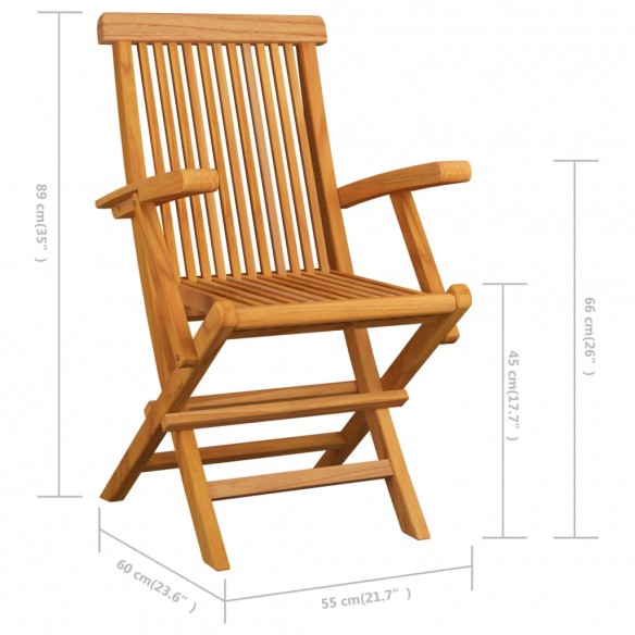 Chaises pliables de jardin 6 pcs Bois de teck solide