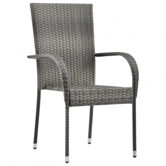 Chaises empilables d'extérieur 4 pcs Gris Résine tressée