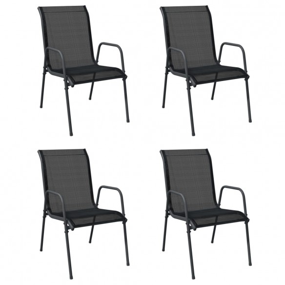 Chaises de jardin 4 pcs Acier et textilène Noir