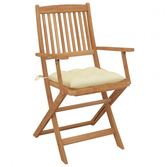 Chaises pliables de jardin 4 pcs avec coussins Bois d'acacia