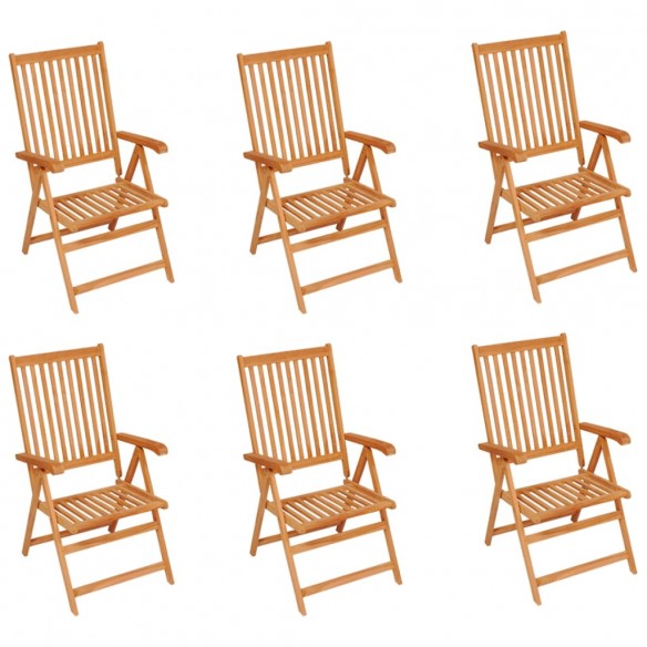 Chaises de jardin 6 pcs avec coussins crème Bois de teck