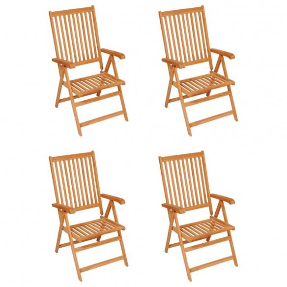 Chaises de jardin 4 pcs avec coussins bleu Bois de teck