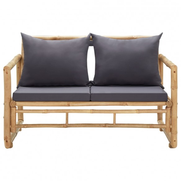 Banc de jardin avec coussins 115 cm Bambou