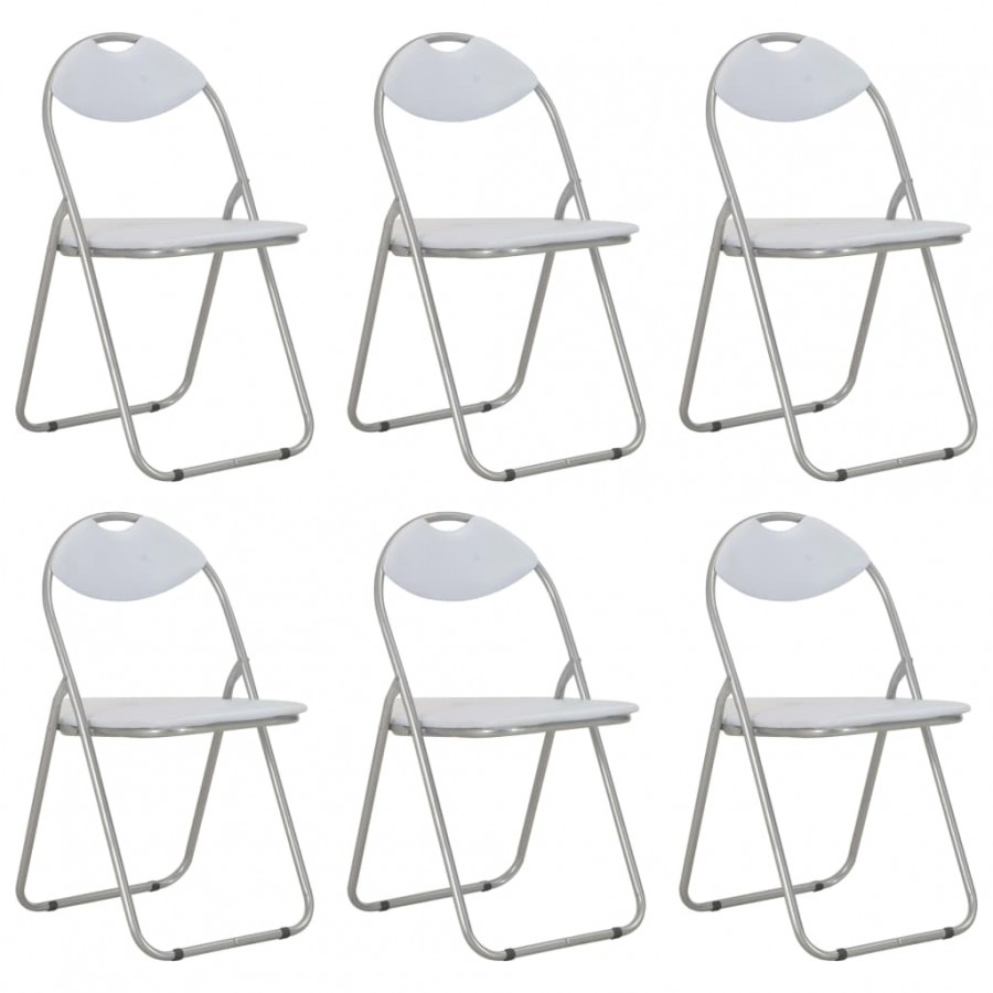 Chaises pliantes à manger lot de 6 blanc similicuir