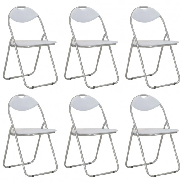 Chaises pliantes à manger lot de 6 blanc similicuir