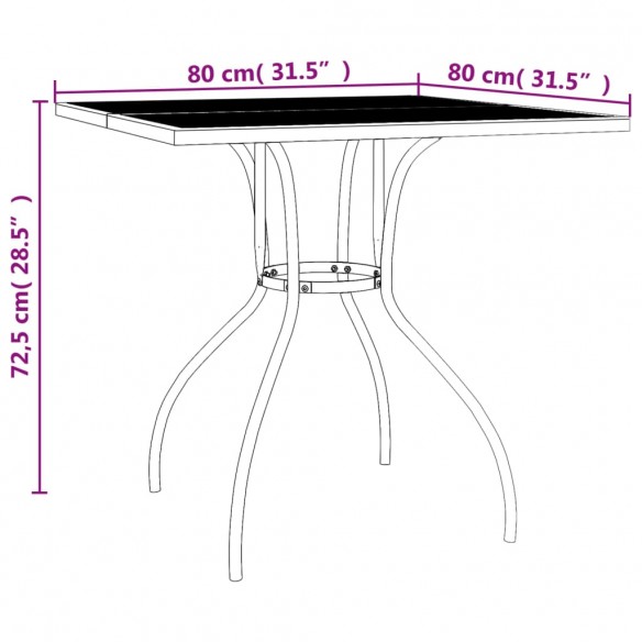 Table de jardin anthracite 80x80x72,5 cm Treillis d'acier