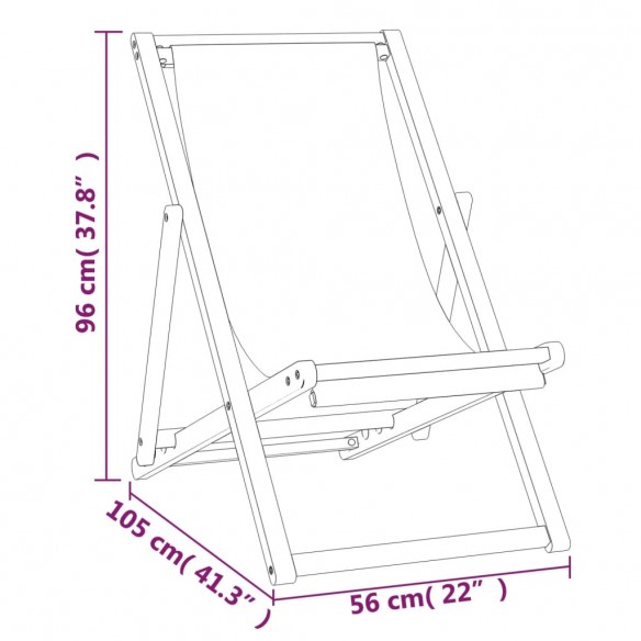 Chaise de terrasse Teck 56 x 105 x 96 cm Couleur crème