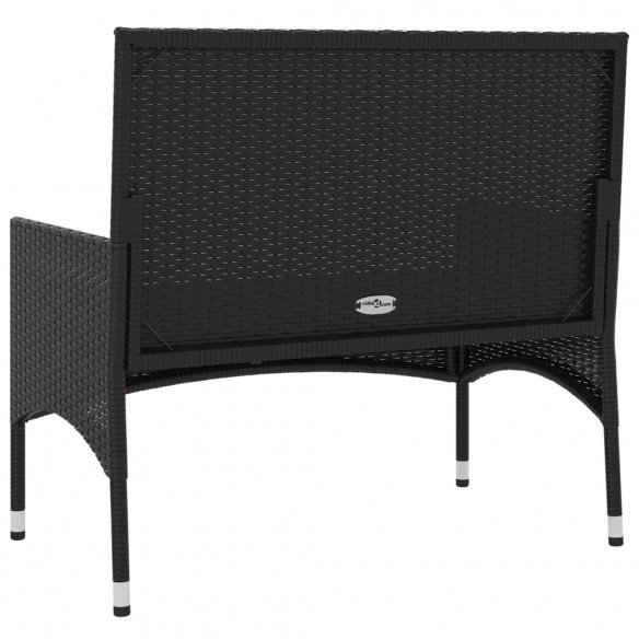 Banc de Jardin à 2 Places avec Coussins Noir Résine Tressée