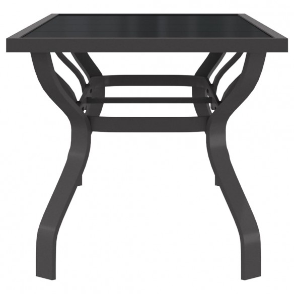 Table de jardin Gris et noir 180x80x70 cm Acier et verre