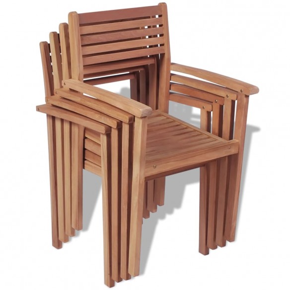 Chaises empilables de jardin 4 pcs Bois de teck solide