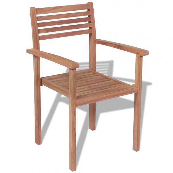 Chaises empilables de jardin 4 pcs Bois de teck solide