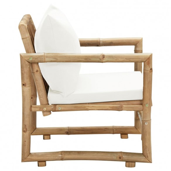 Chaises de jardin 2 pcs avec coussins et oreillers Bambou