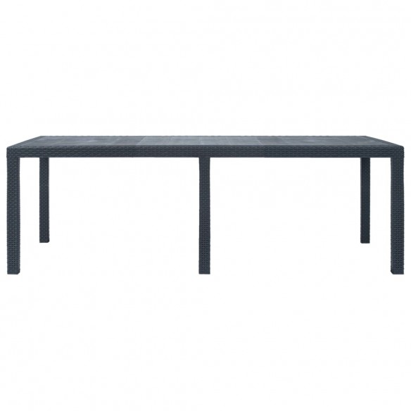 Table de jardin Anthracite 220x90x72 cm Plastique Aspect rotin