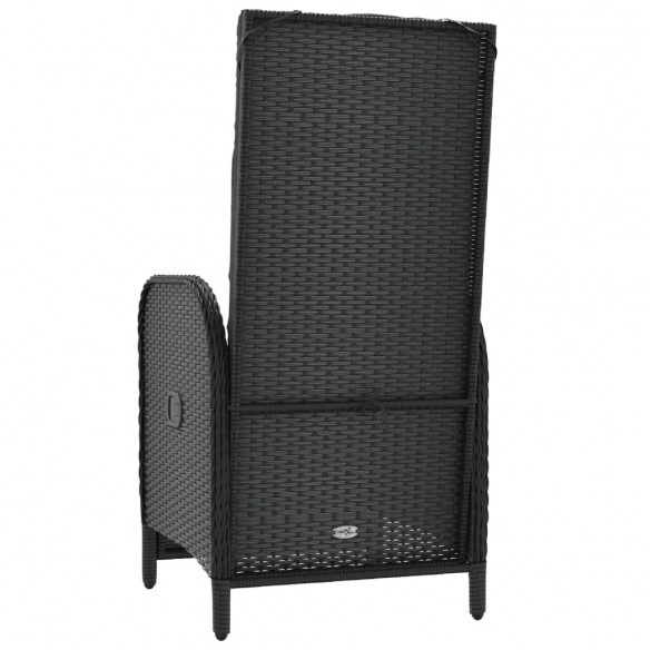 Chaises inclinables d'extérieur et coussins2pcs Poly rotin Noir