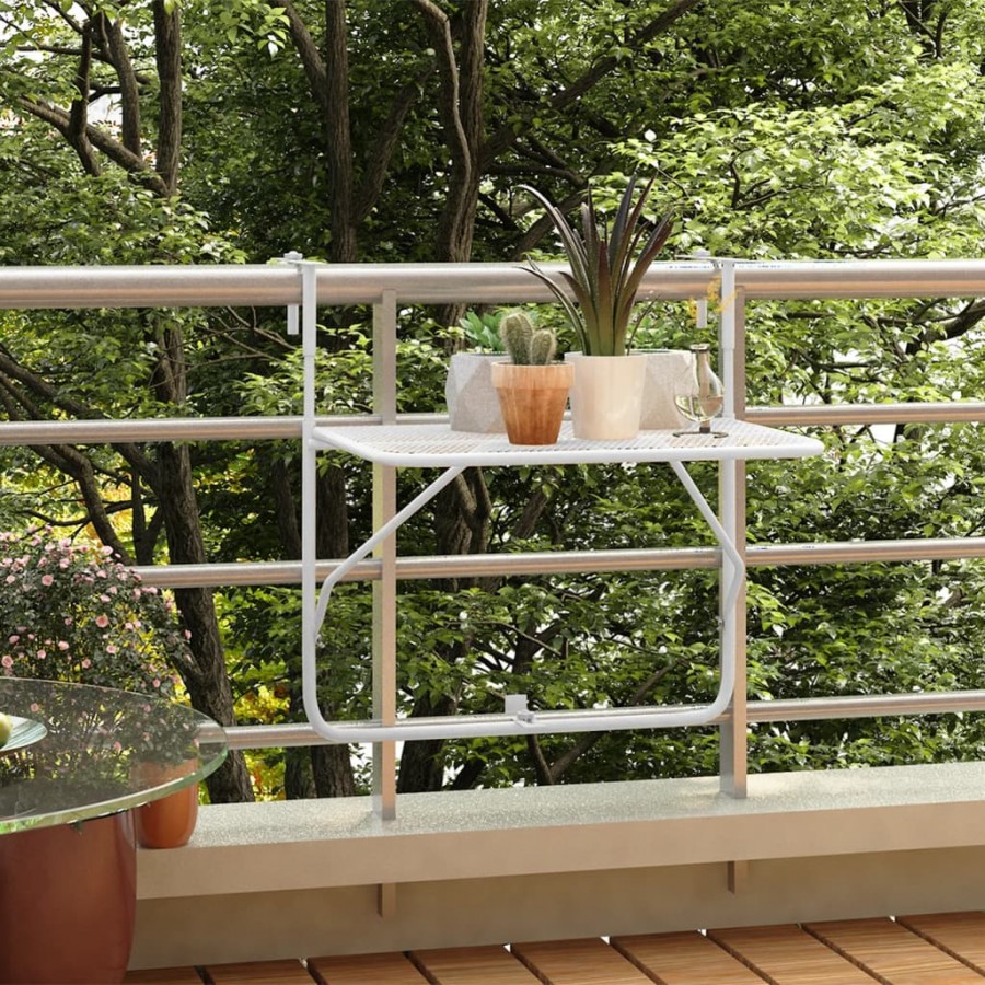 Table de balcon Blanc 60x40 cm Acier