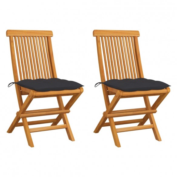 Chaises de jardin avec coussins anthracite 2 pcs Bois de teck