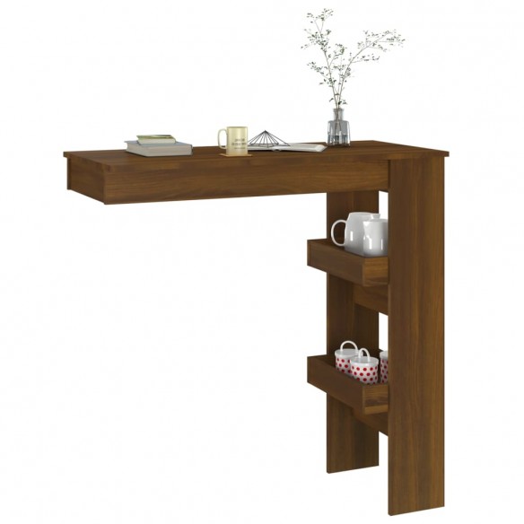 Table bar murale Chêne marron 102x45x103,5 cm Bois d'ingénierie