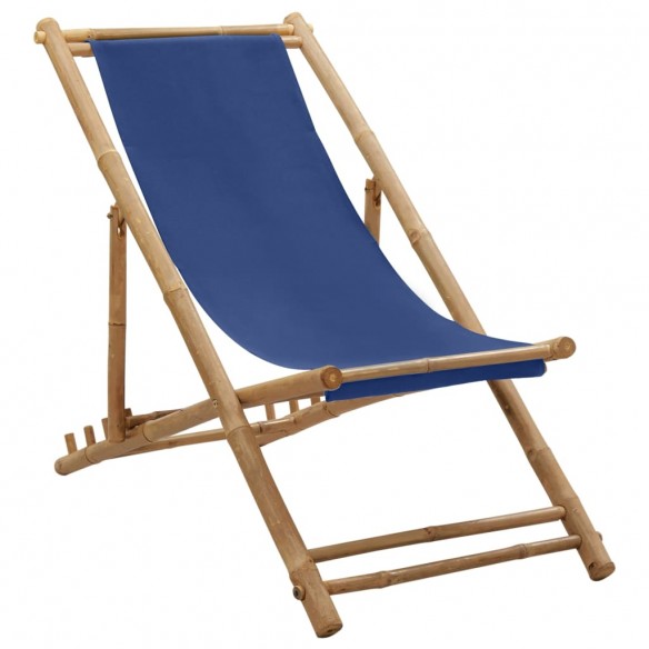 Chaise de terrasse Bambou et toile Bleu marine