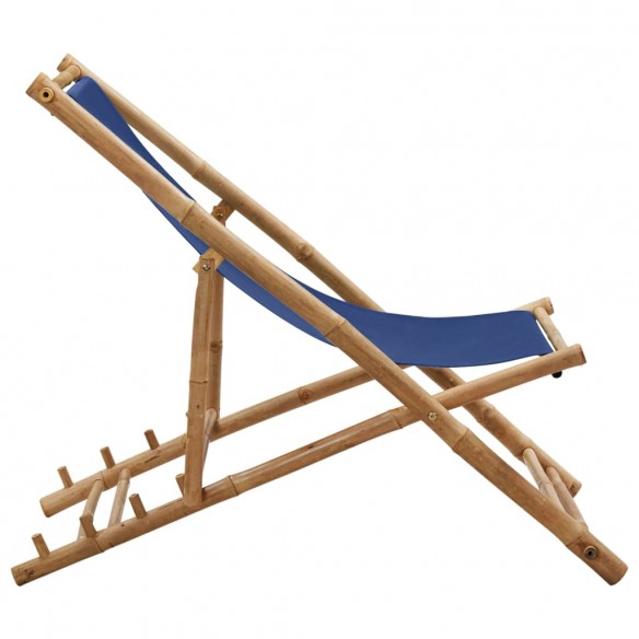 Chaise de terrasse Bambou et toile Bleu marine