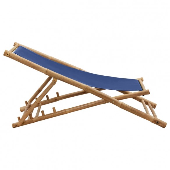 Chaise de terrasse Bambou et toile Bleu marine