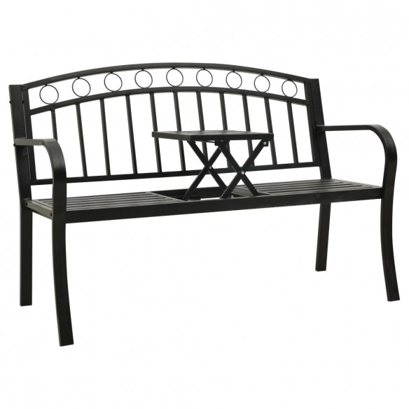 Banc de jardin avec une table 125 cm Acier Noir