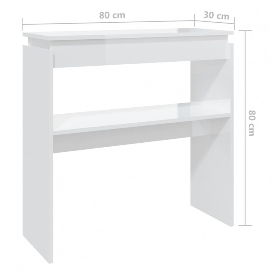 Table console Blanc brillant 80x30x80 cm Aggloméré