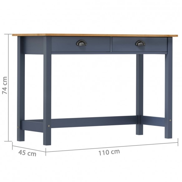 Table console Hill Range avec 2 tiroirs Gris 110x45x74 cm Pin