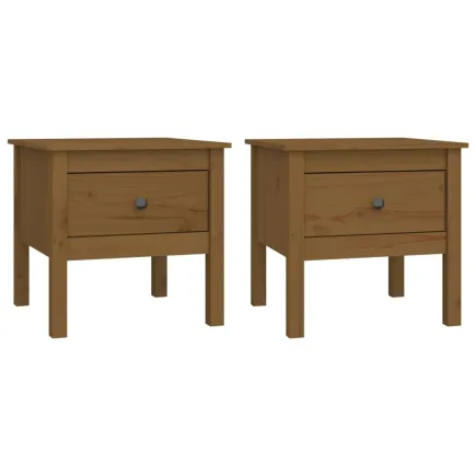 Tables d'appoint 2pcs Marron miel 50x50x49cm Bois massif de pin 2