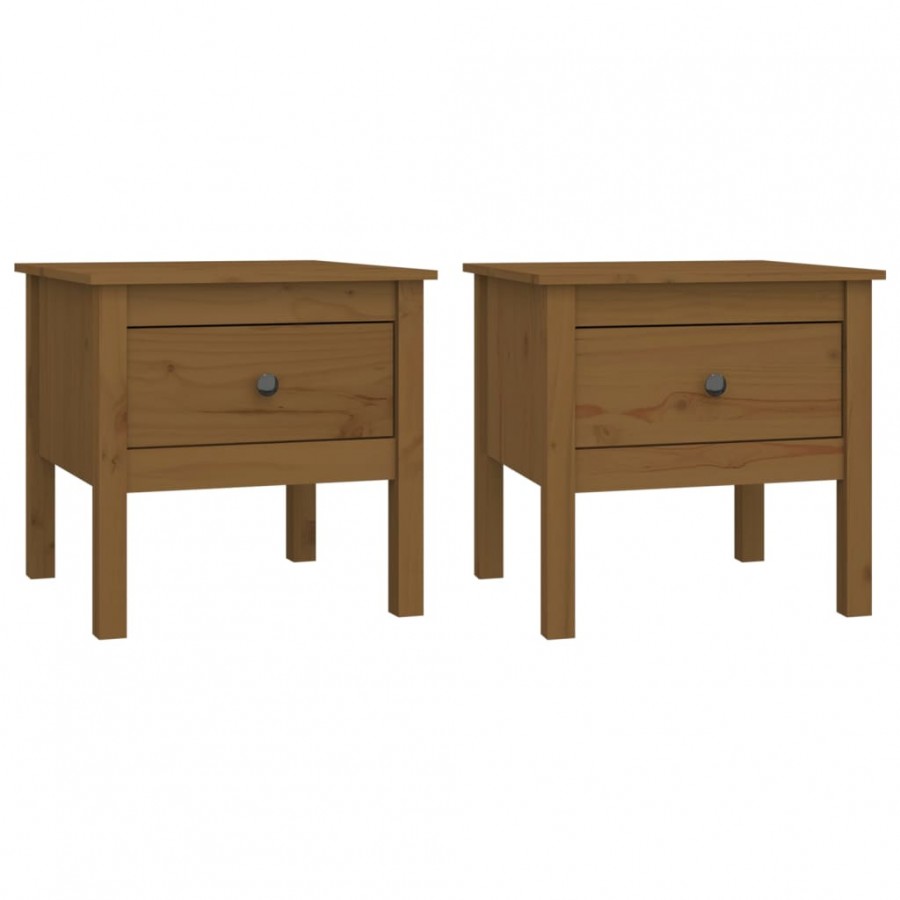 Tables d'appoint 2pcs Marron miel 50x50x49cm Bois massif de pin