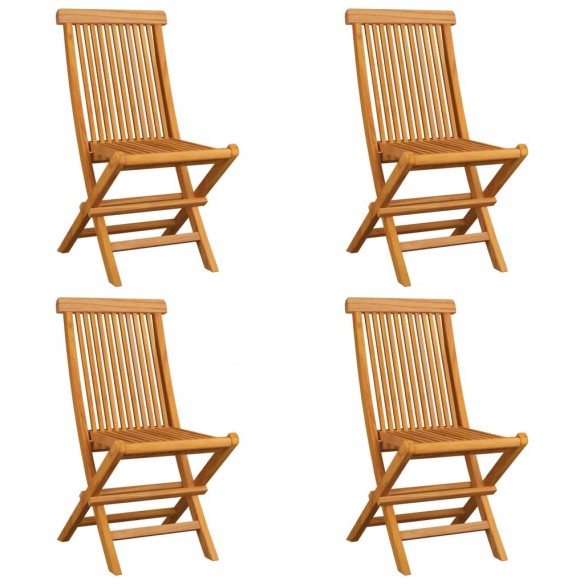 Chaises de jardin avec coussins blanc crème 4 pcs Teck massif