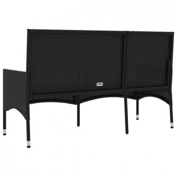 Banc de jardin à 3 places avec coussins Noir Résine tressée