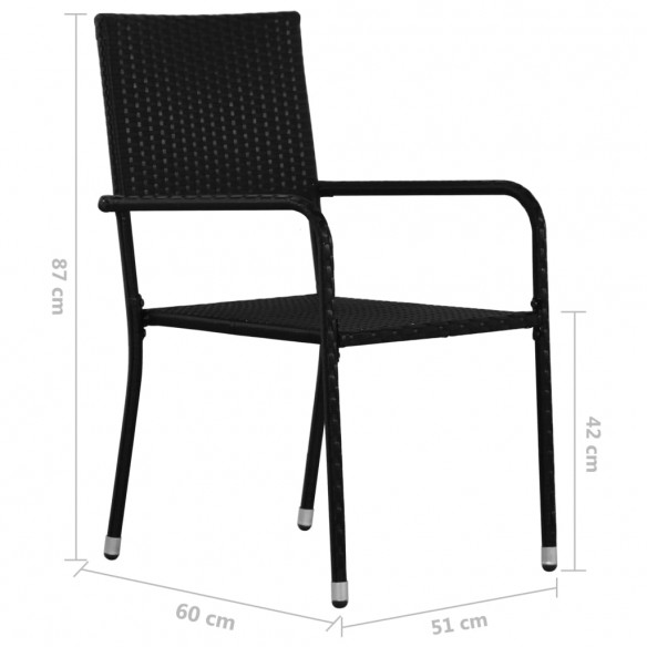 Chaises de salle à manger d'extérieur 4 pcs Résine tressée Noir