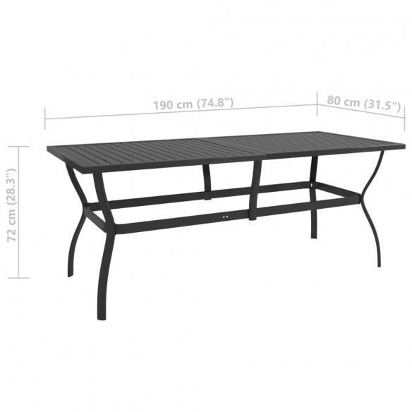 Table de jardin Anthracite 190x80x72 cm Acier