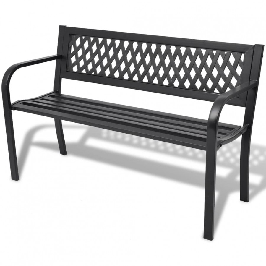 Banc de jardin 118 cm Acier Noir