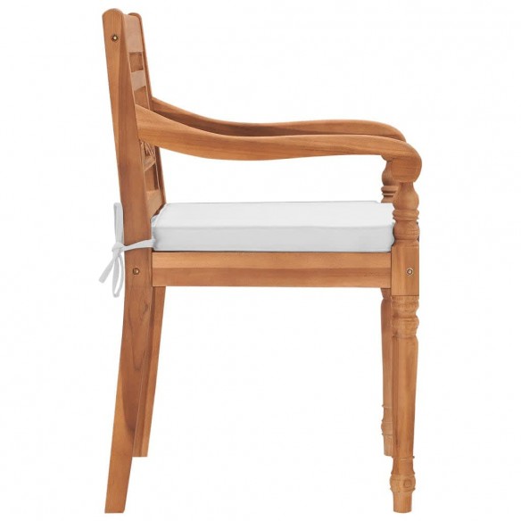 Chaises Batavia 2 pcs avec coussins Bois de teck solide